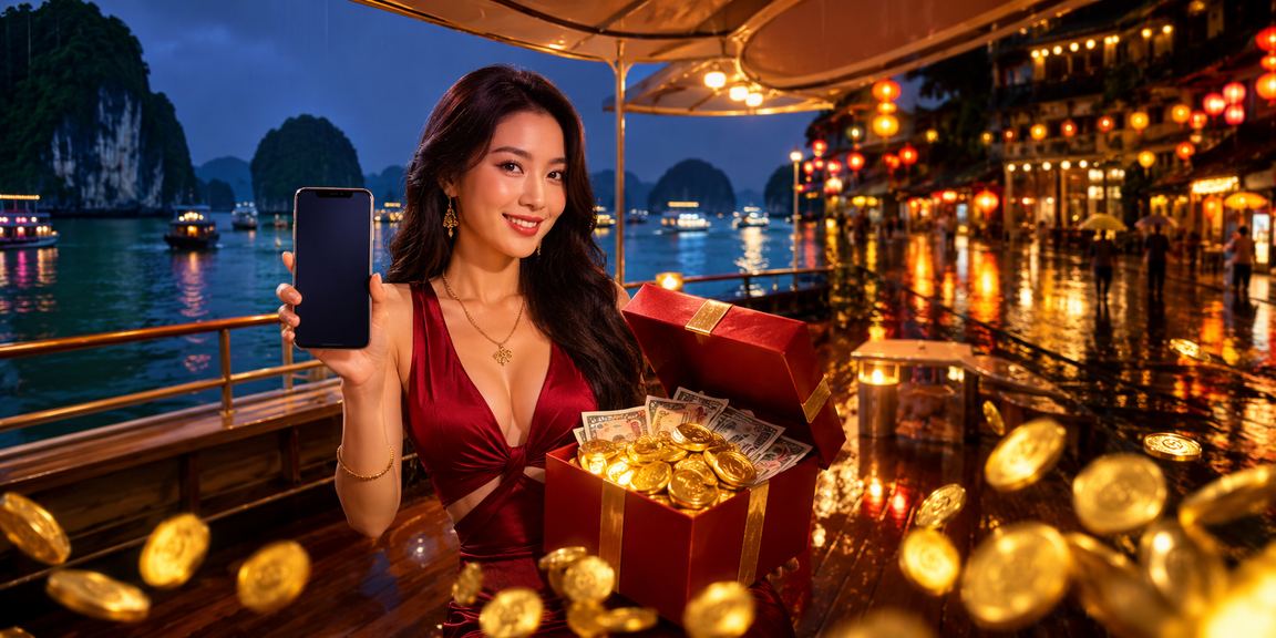 Người dùng trải nghiệm casino trực tuyến qua điện thoại tại lễ hội vùng Hạ Long